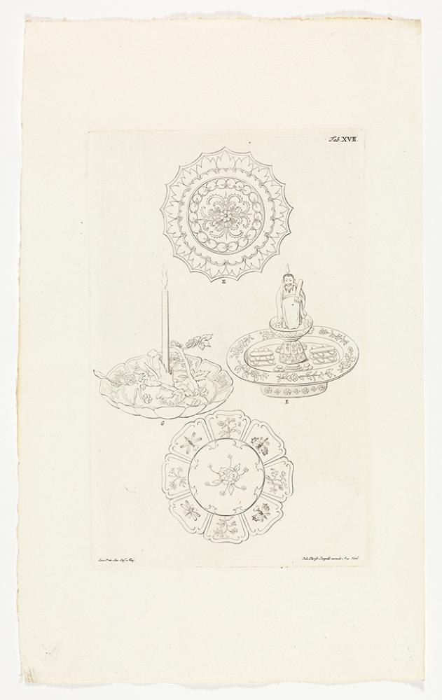 Johann Christian Leopold - Japanischer Porzellanleuchter und drei chinesische Konfektschalen