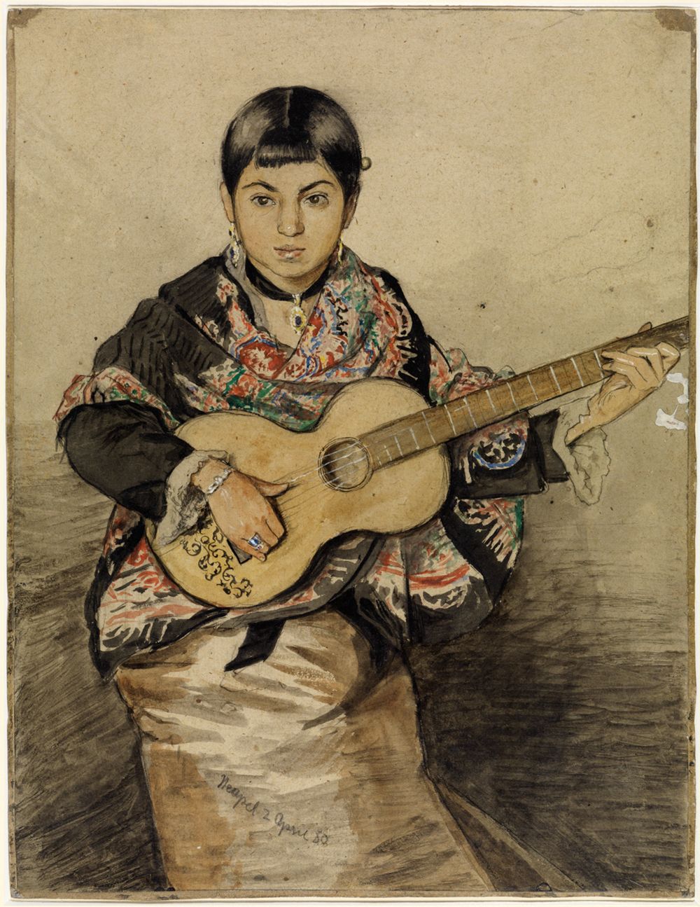 Hans Thoma - Neapolitanerin mit Gitarre
