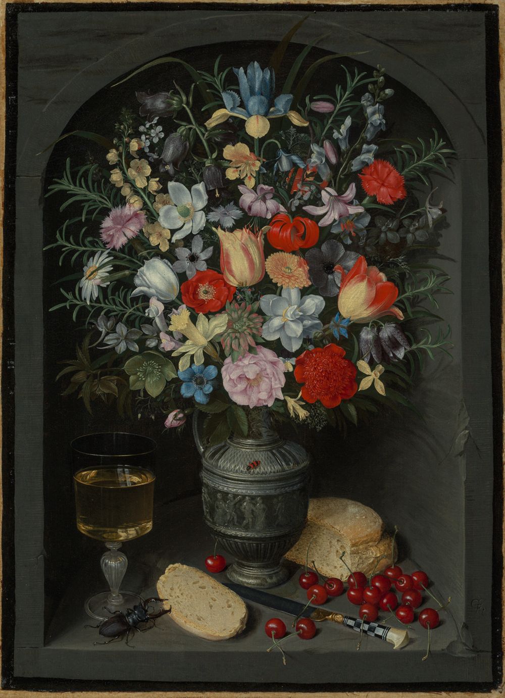 Georg Flegel (1566) - Blumenstillleben in einer Nische