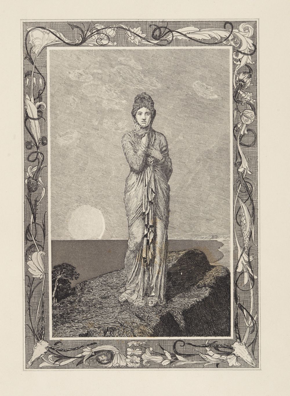 Max Klinger - Psyche auf dem Felsen (Amor und Psyche, Opus V, Blatt 10)
