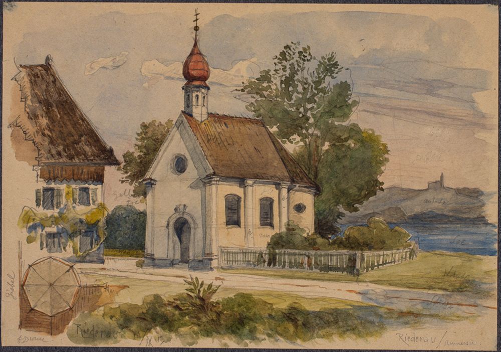 Josef Wilhelm Durm - Kapelle in Riederau am Ammersee (Kirchen und Landschaften aus Bayern)
