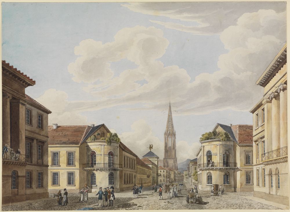 Carl Ludwig Frommel - Blick von der Zähringer Vorstadt in die Stadtmitte von Freiburg