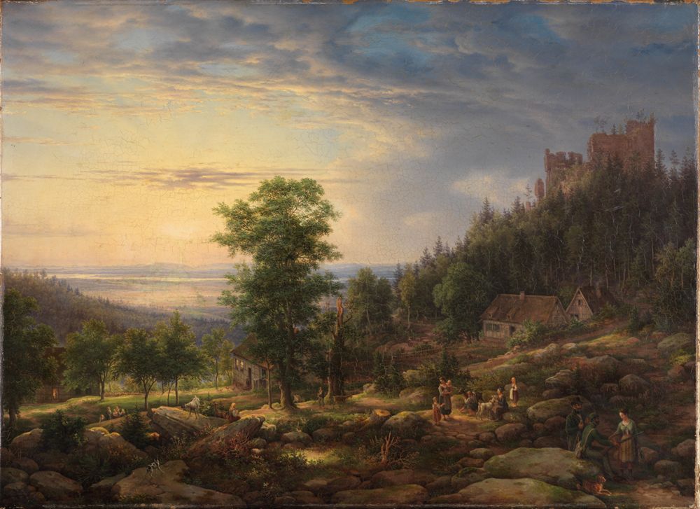 Friedrich Helmsdorf - Burg Eberstein bei Baden-Baden mit Blick in die Rheinebene