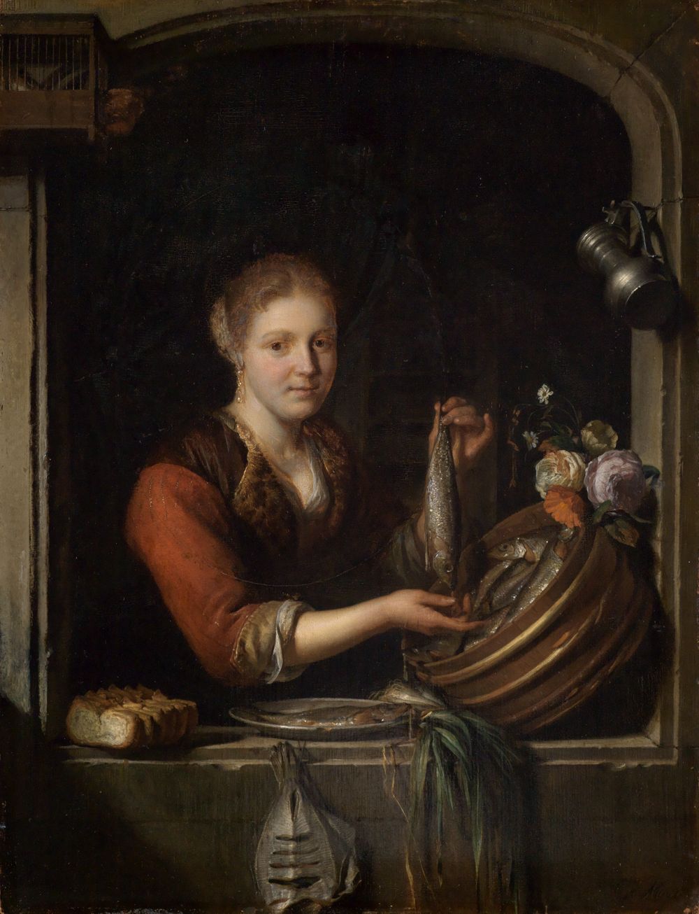 Carel de Moor (1655) - Die Fischhändlerin
