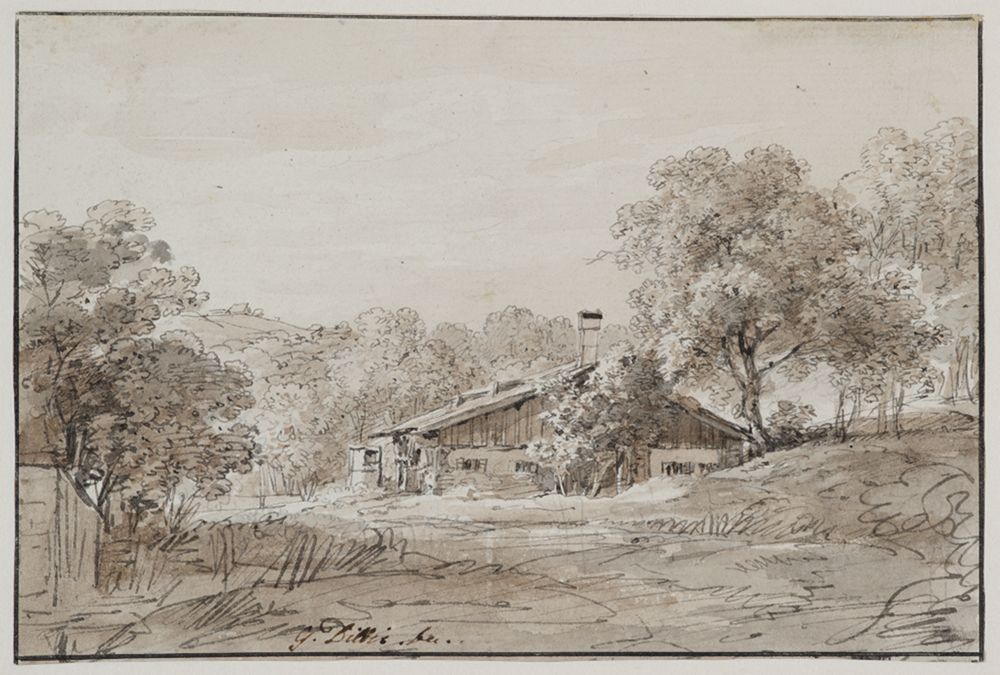 Johann Georg Dillis - Oberbayerisches Bauernhaus in Hügeliger Waldlandschaft