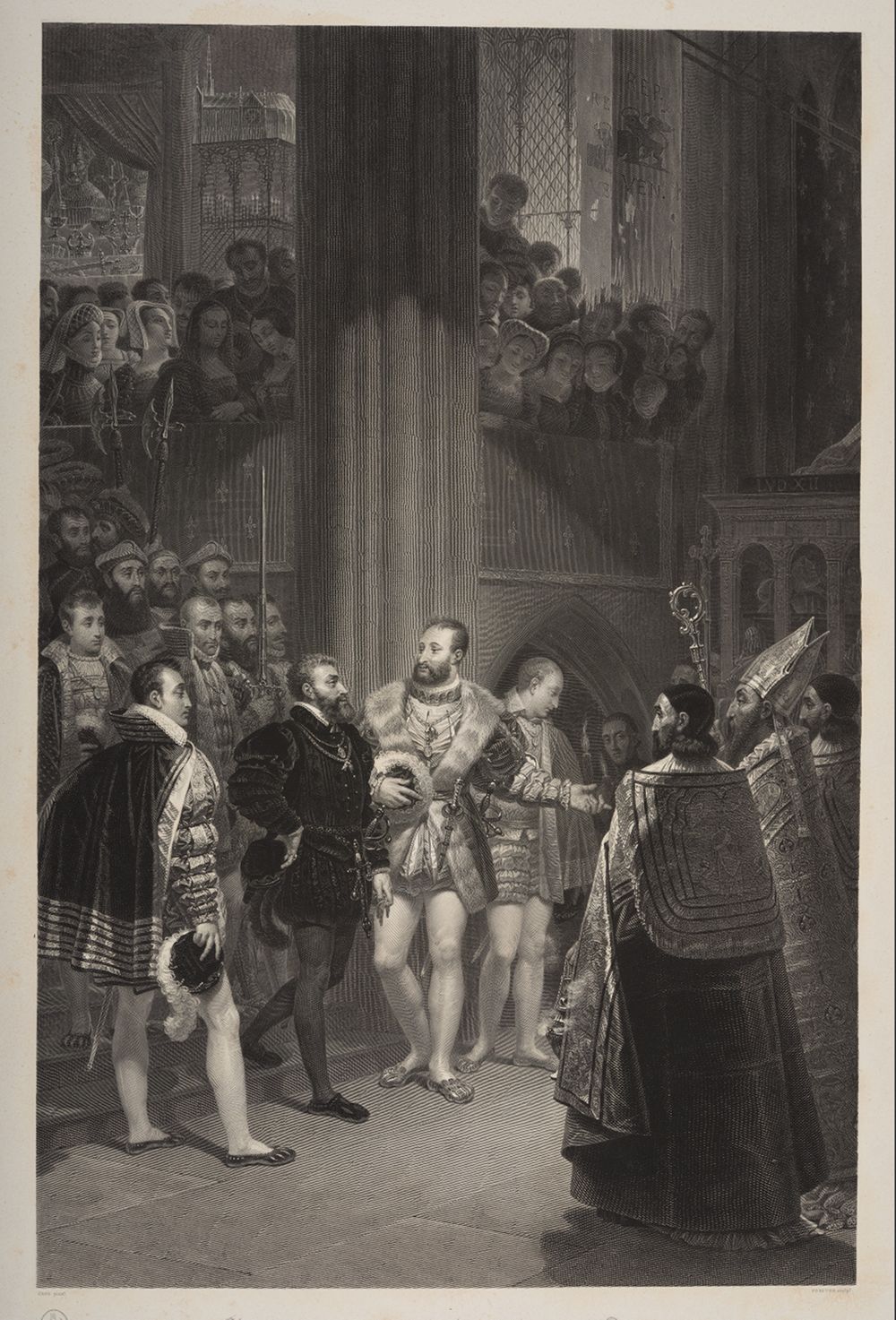 François Forster - Karl V. und Franz I. im Begriff, die Gräber der franz. Könige in der Kathedrale von St. Denis zu besichtigen