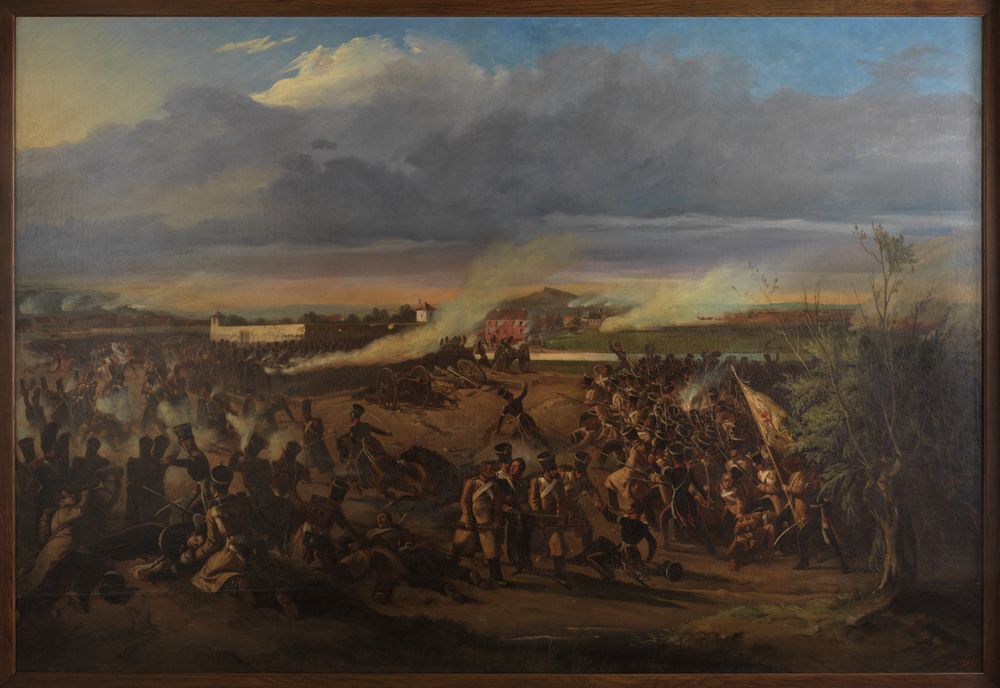 Feodor Dietz - Die badische Leibgrenadiergarde erstürmt die Barriere von Pantin in der Schlacht vor Paris am 30. März 1814