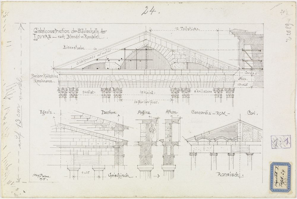 Josef Wilhelm Durm - Giebelskonstruktionen (Kapitel I, Tafel 24)