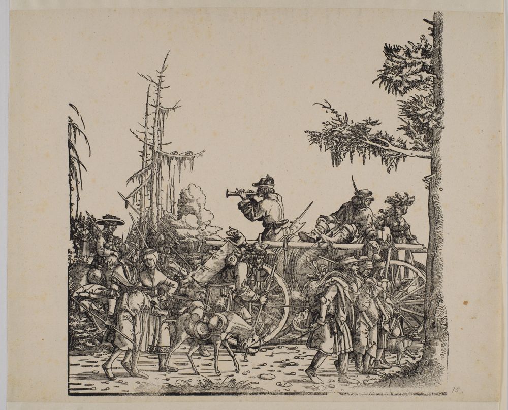 Albrecht Altdorfer (und Werkstatt) - Tross des Zuges, mit Trompetenbläser (Triumph Kaiser Maximilians I.)