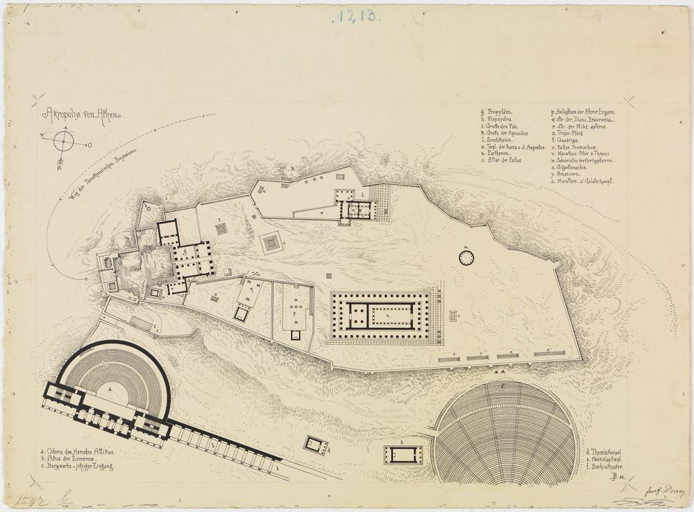 Josef Wilhelm Durm - Plan der Akropolis, Athen
