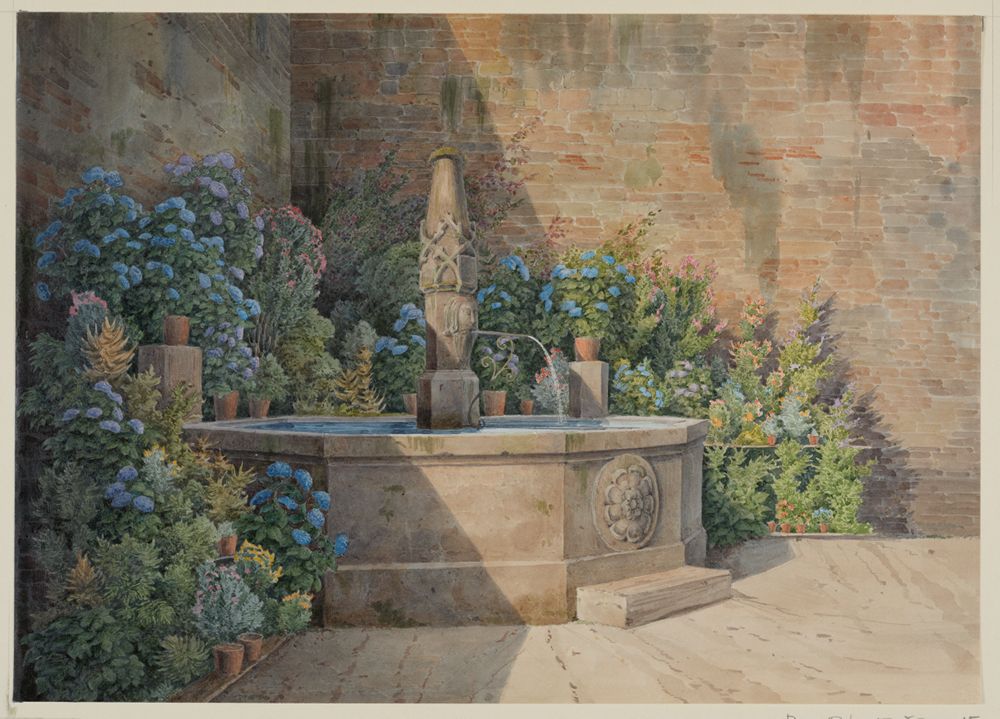 Carl Ludwig Frommel - Der alte Brunnen im Innenhof von Schloss Eberstein