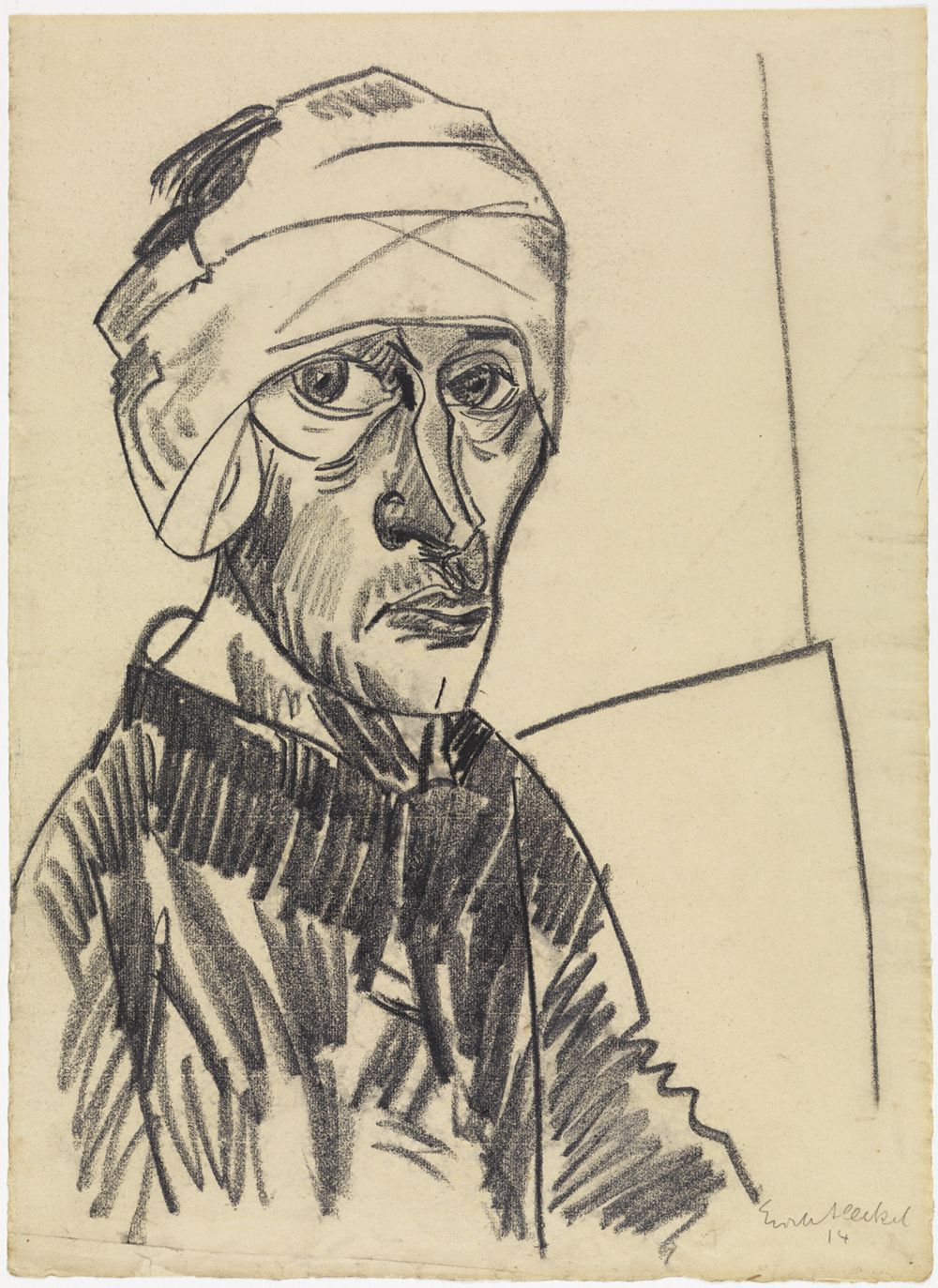 Erich Heckel - Mann mit verbundenem Kopf (Brustbild)