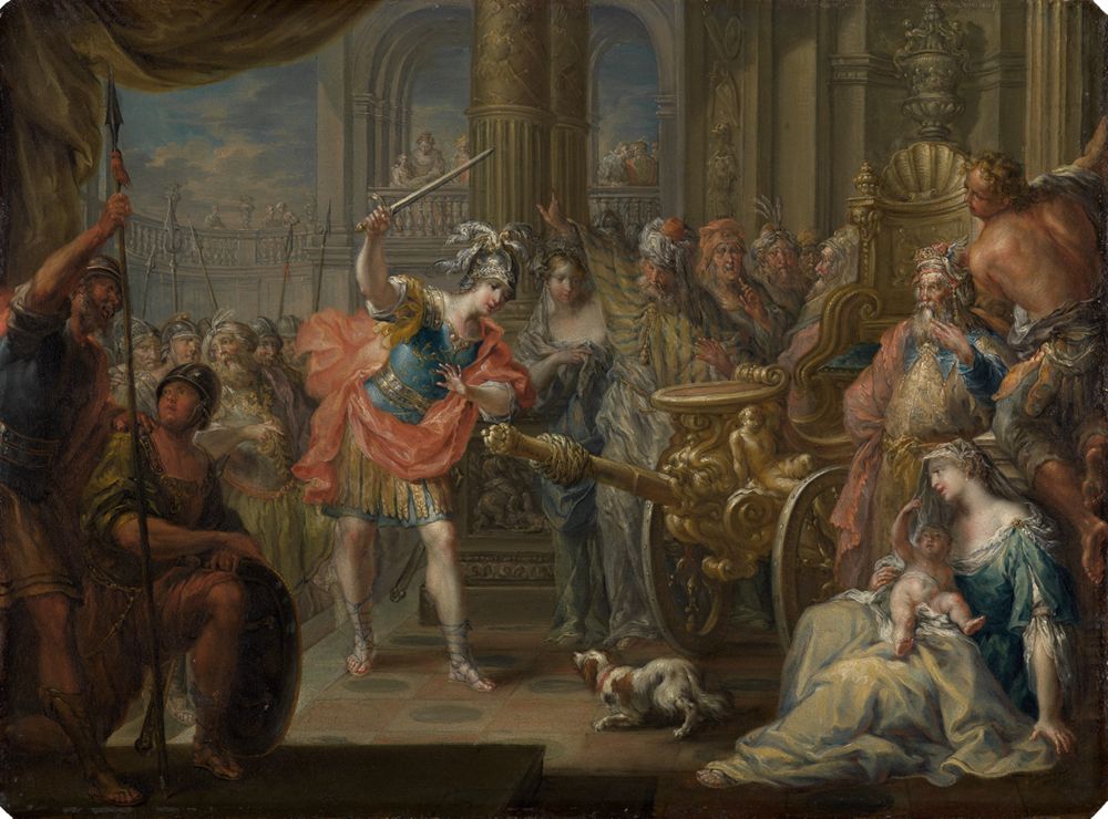 Johann Georg Platzer - Alexander der Große zerhaut den gordischen Knoten