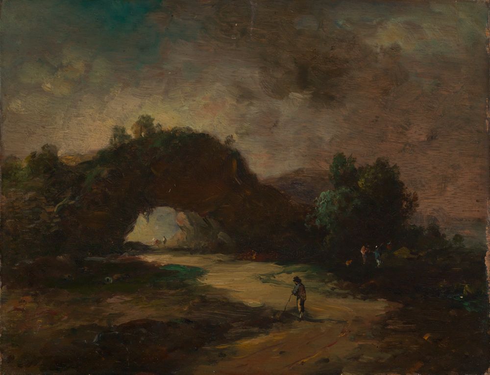 Christian Wilhelm Ernst Dietrich - Landschaft mit einem von Buschwerk überwachsenen Felsenbogen