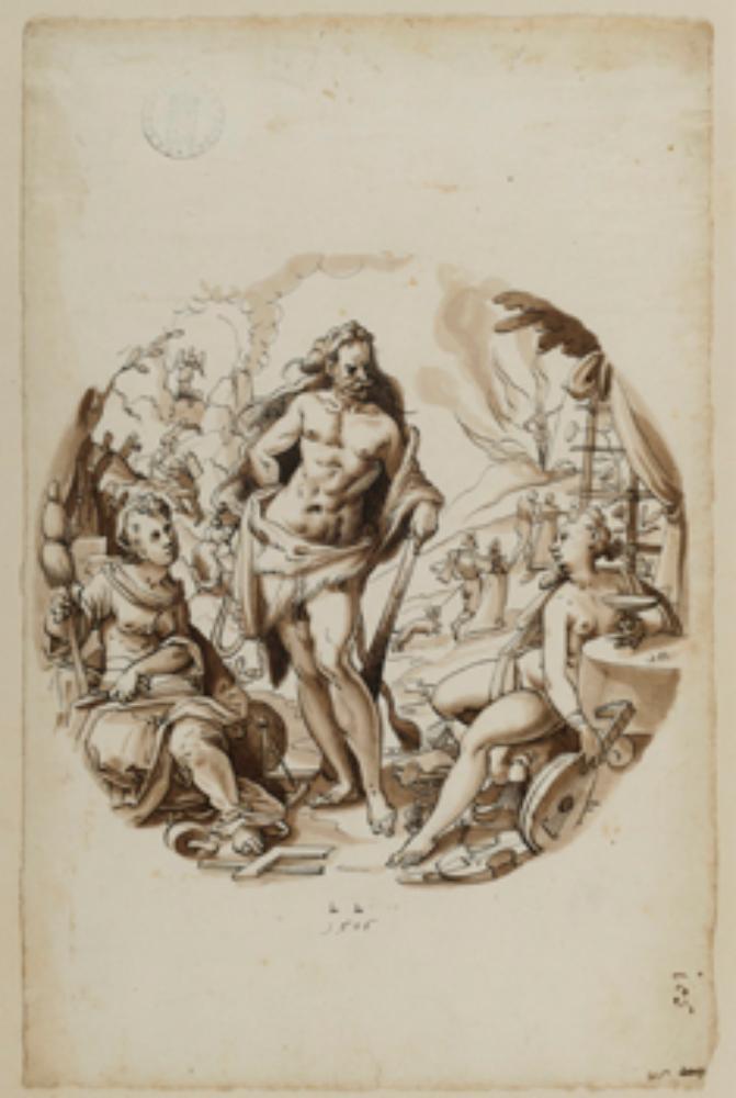 Lorenz Lingg - Entwurf für ein Mittelbild im Rund mit Herkules am Scheideweg