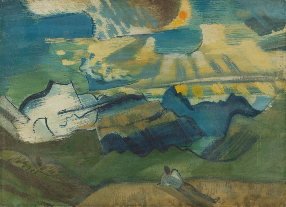 August Babberger - Landschaft mit liegendem Wanderer