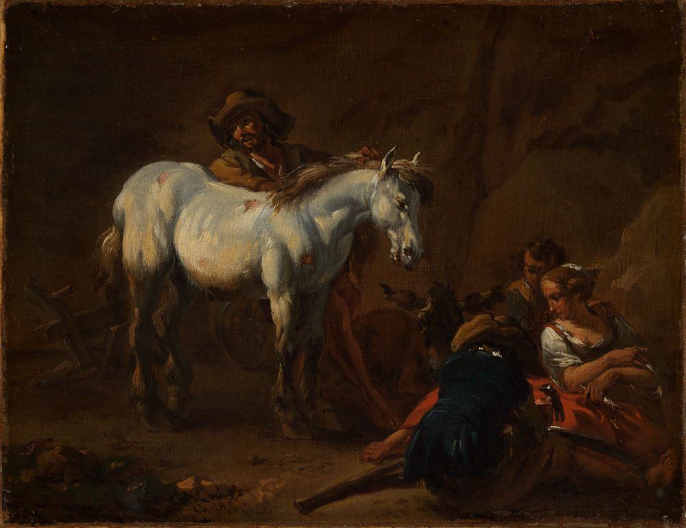 Nicolaes Berchem - Ein Mann mit einem Schimmel