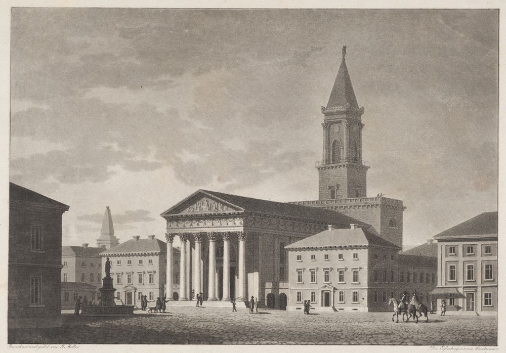 Georg Moller - Ansicht der neuen Stadtkirche in Karlsruhe