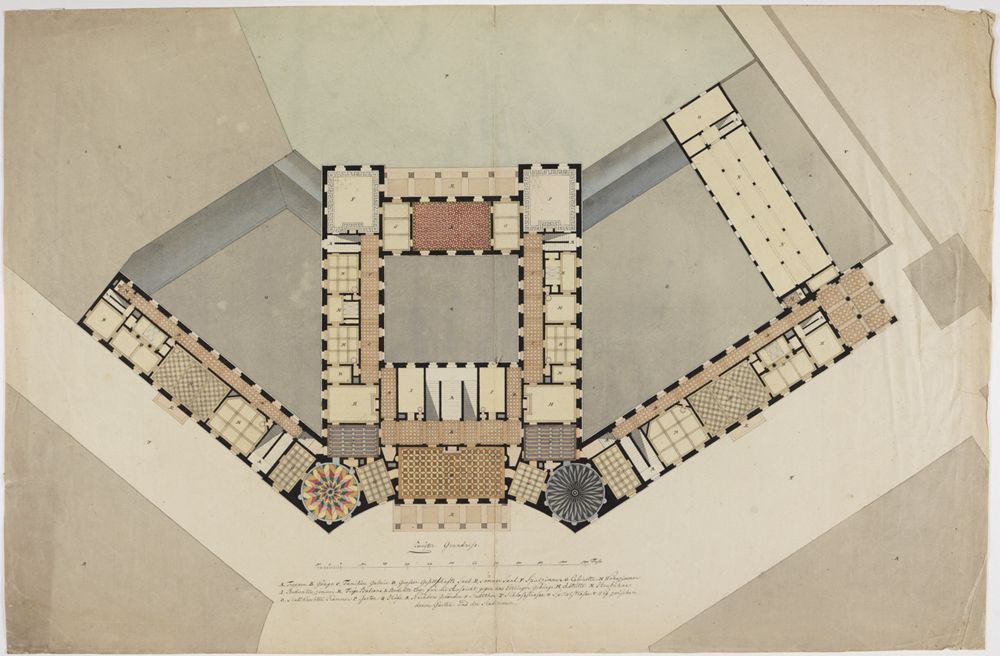 Friedrich Weinbrenner (1766) - Plan zum Markgräflichen Palais: Grundriss des 2. Stocks