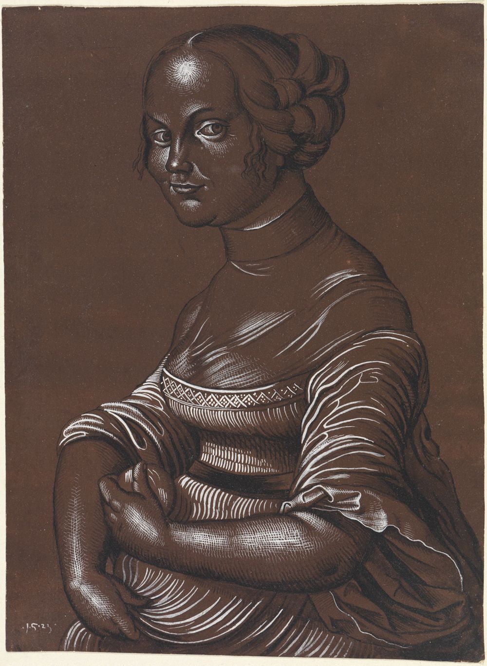 Hans Baldung (Nachfolge) - Mädchen mit Apfel in Halbfigur