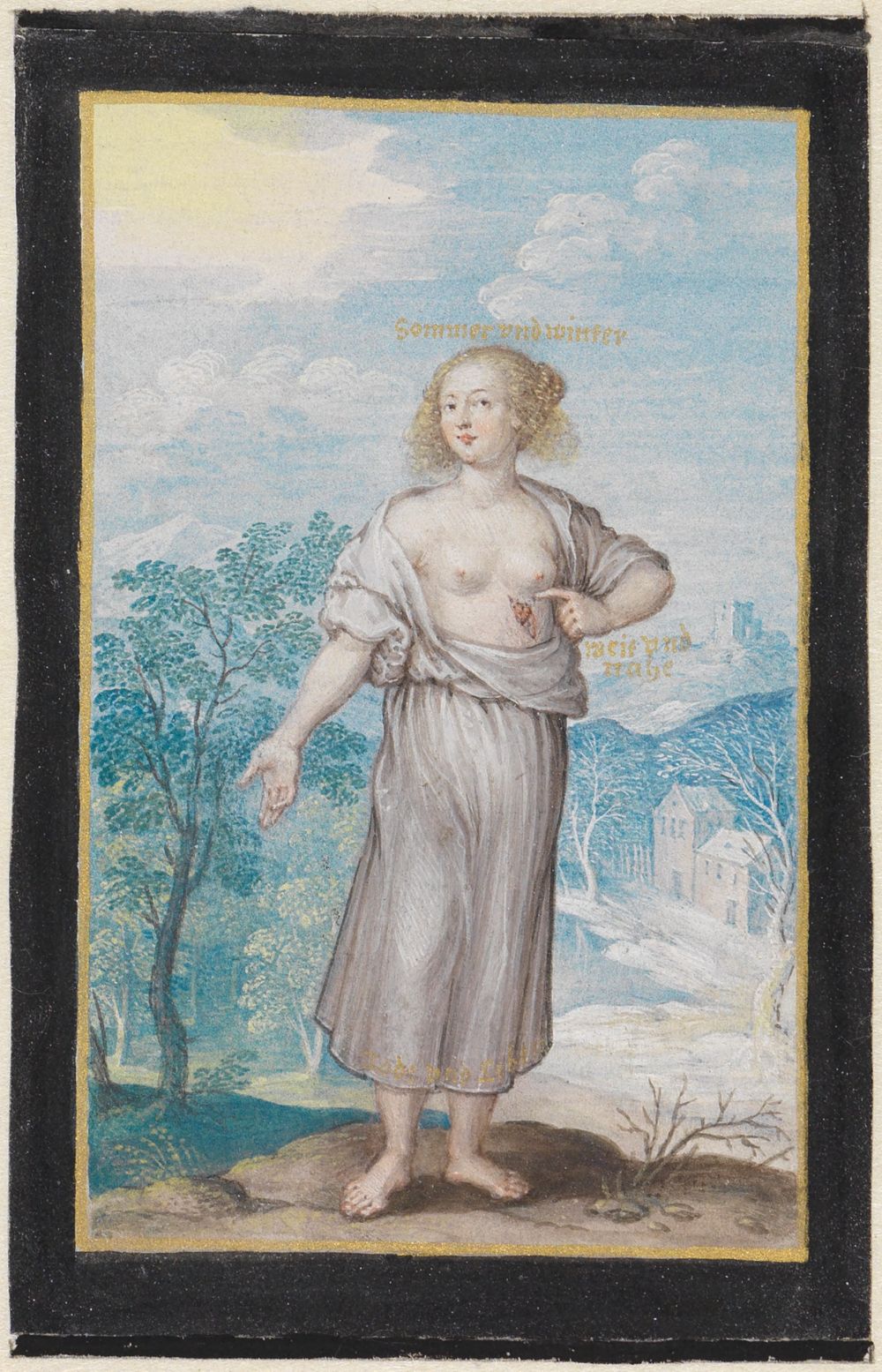 Friedrich Brentel - Anna Maria Markgräfin von Baden-Durlach, Stammbuchblatt 1645 Sommer und Winter
