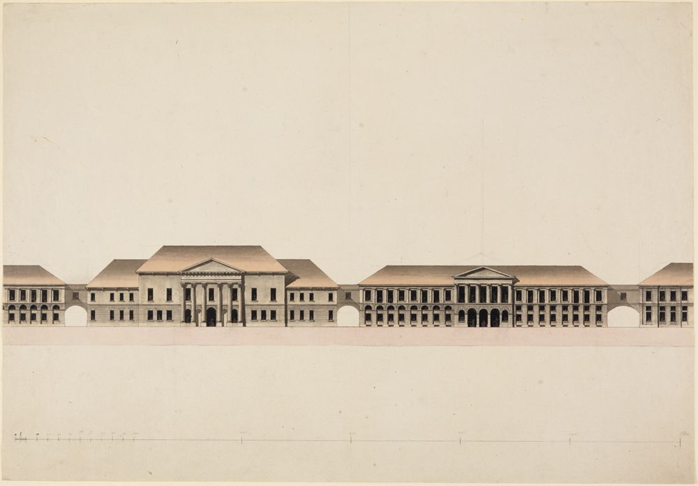 Friedrich Weinbrenner - Karlsruher Hoftheater und westliche Schlossplatzbebauung
