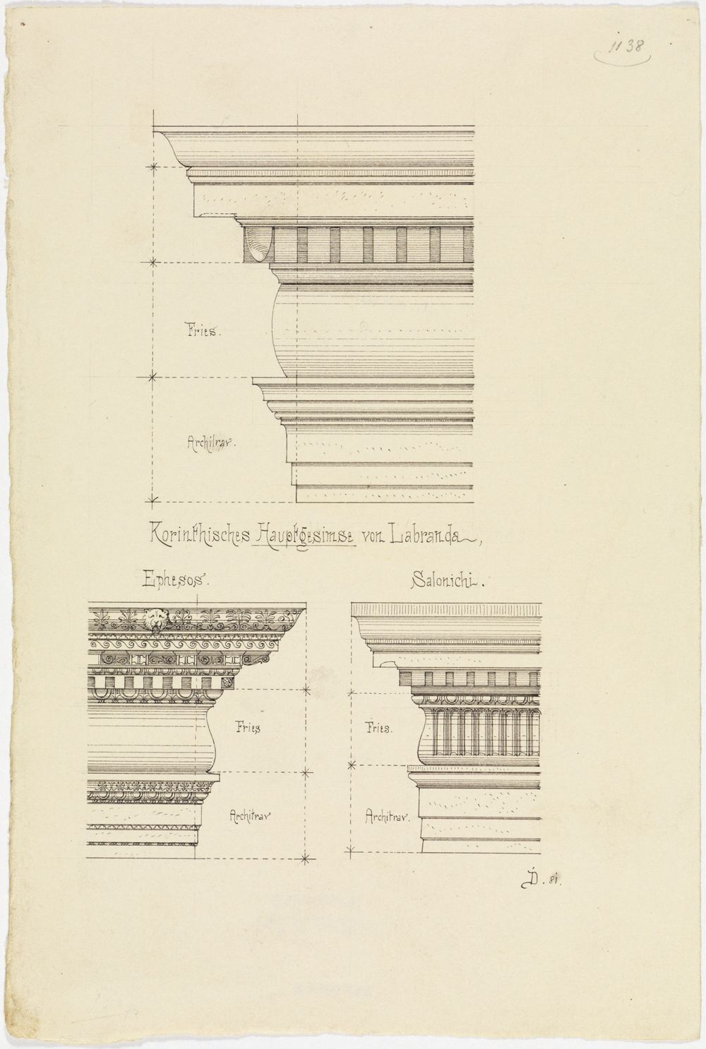 Josef Wilhelm Durm - konrinthische Hauptgesimse von Labranda, Ephisos und Salonichi