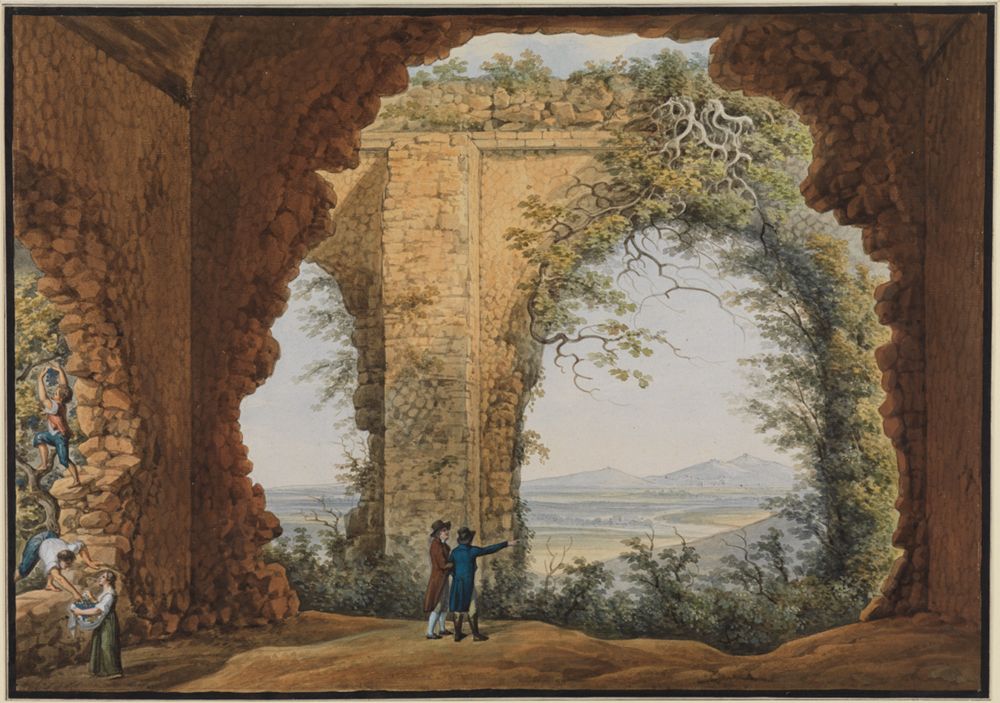Louis Ducros - Blick aus der Villa des Maecenas auf Monte Cavo und Rocca di Papa