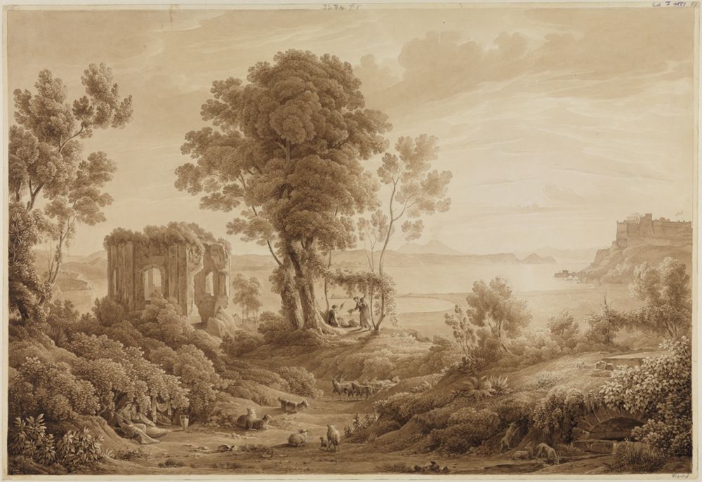 Carl Ludwig Frommel - Blick auf den Vesuv und das Kastell von Bajae