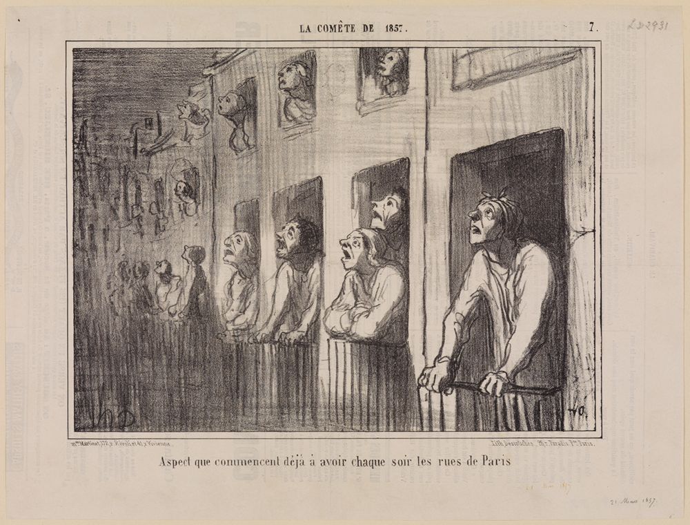 Honoré Daumier - Aspect que commencent déjà à avoir chaque soir les rues de Paris (La Comète de 1857, Blatt 7)