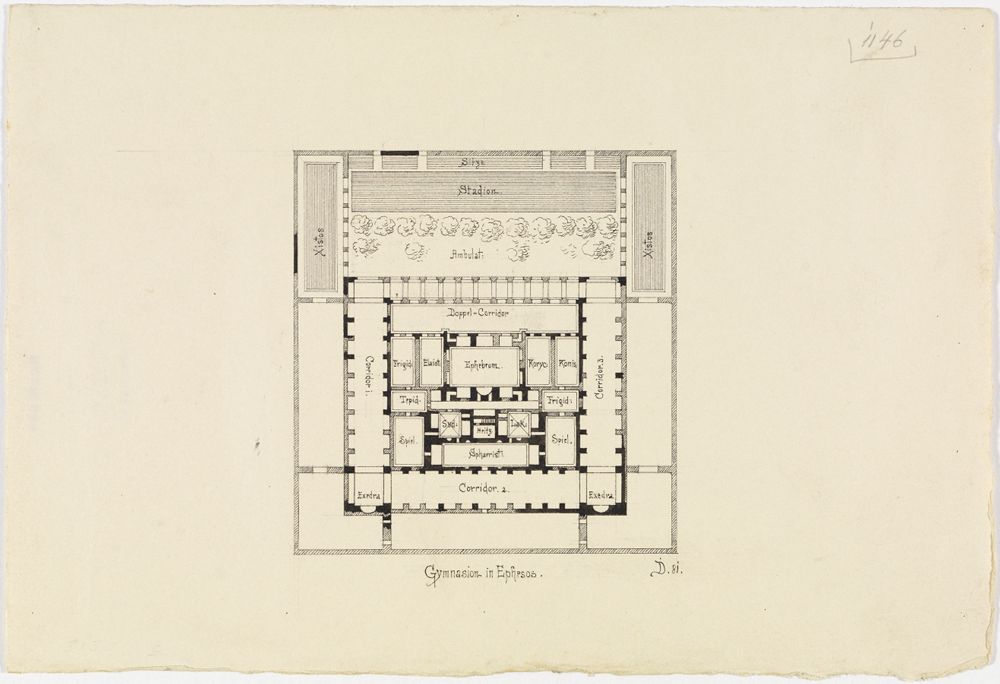 Josef Wilhelm Durm - Grundriss des Gymnasios in Ephesos