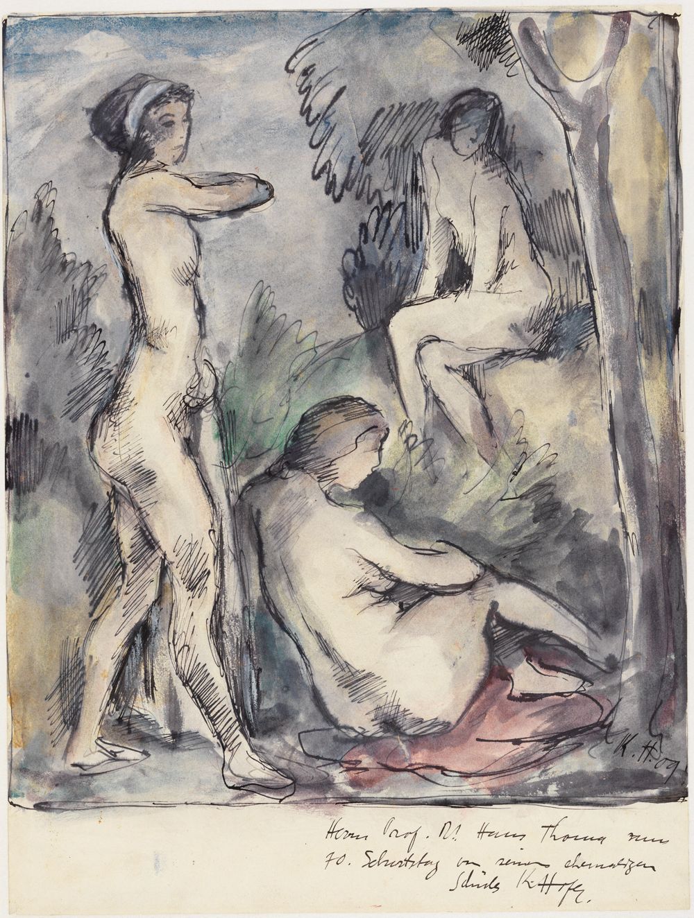 Karl Hofer (1878) - Drei badende Mädchen