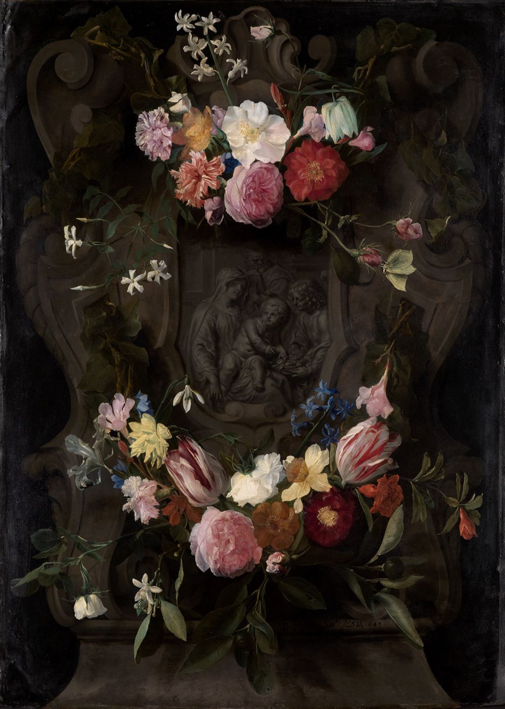 Daniel Seghers - Madonnenrelief in Blumenschmuck