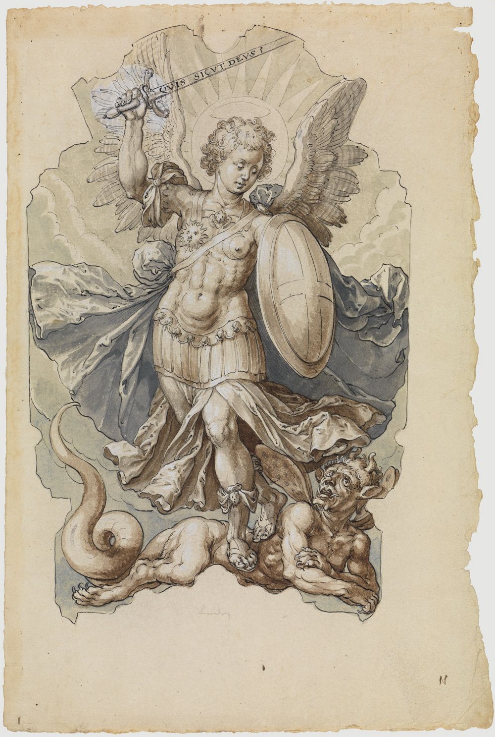 Friedrich Brentel - Entwurf für ein Mittelbild mit dem Hl. Michael