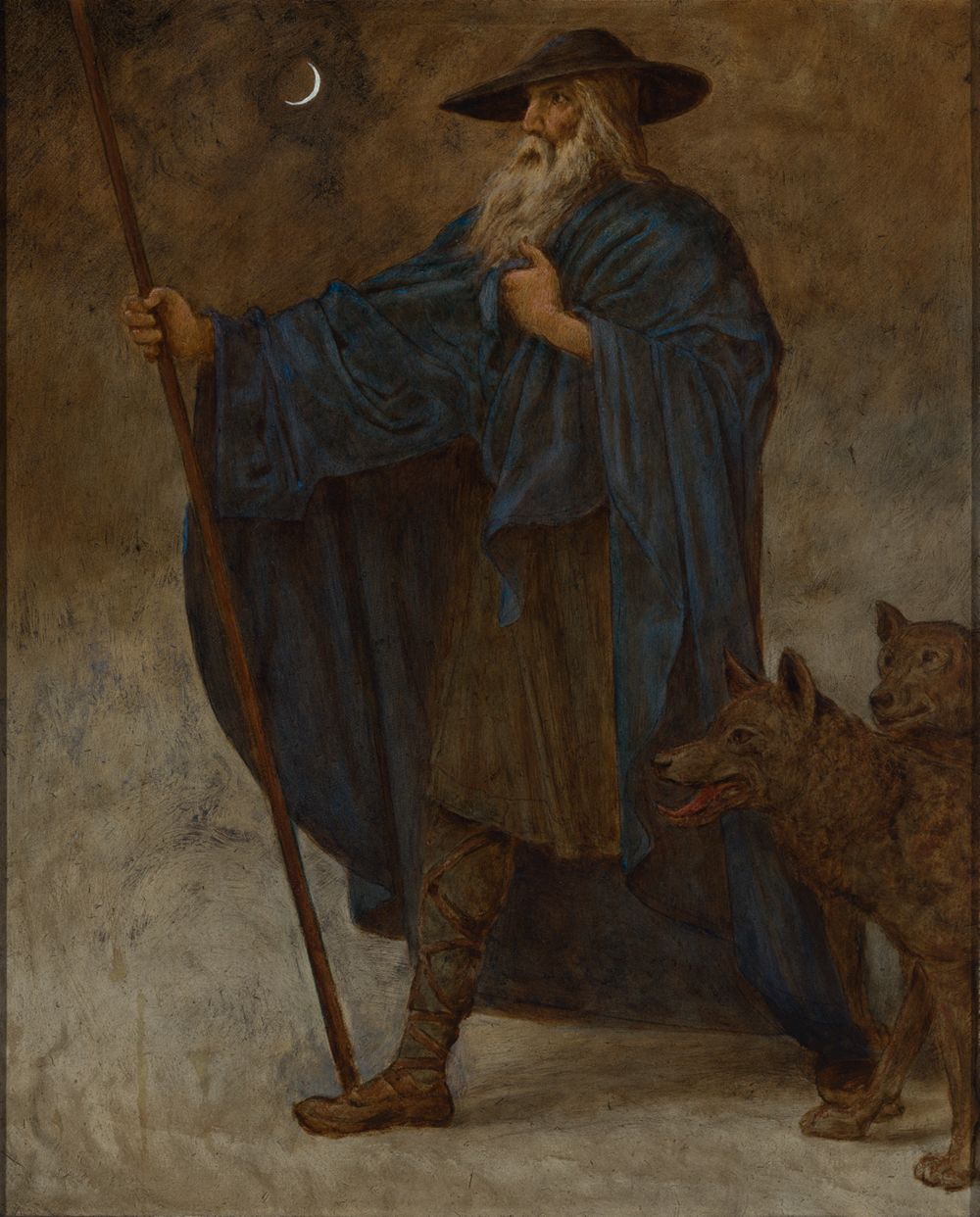 Hans Thoma - Dezember (Wotan mit Wölfen)