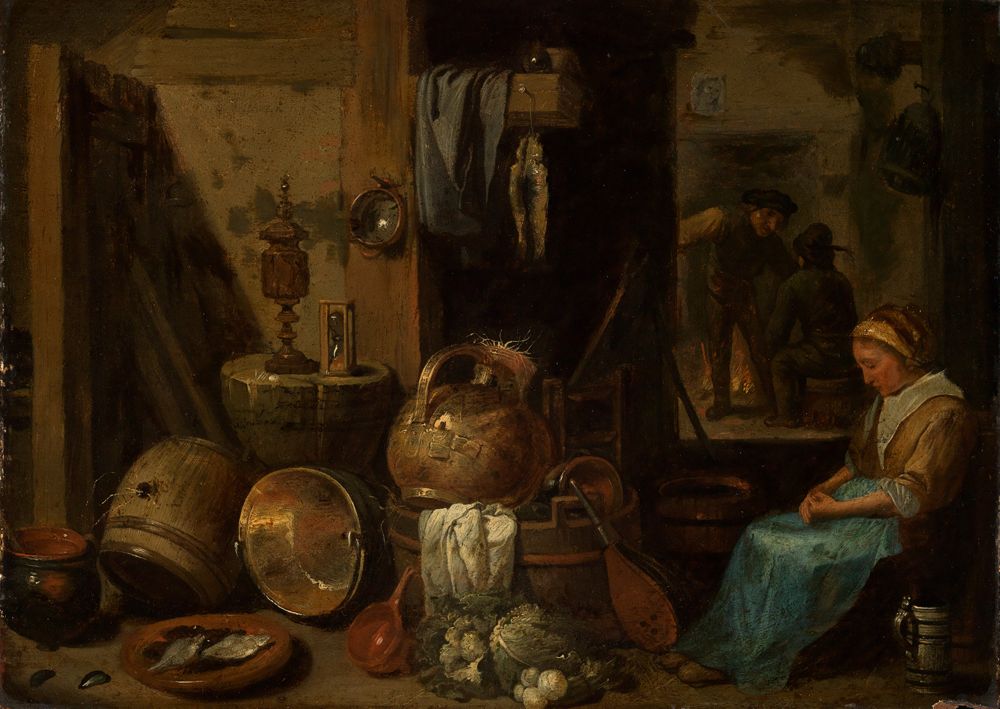 David Teniers d. J. - Kopie - Kücheninterieur mit eingeschlafener Frau