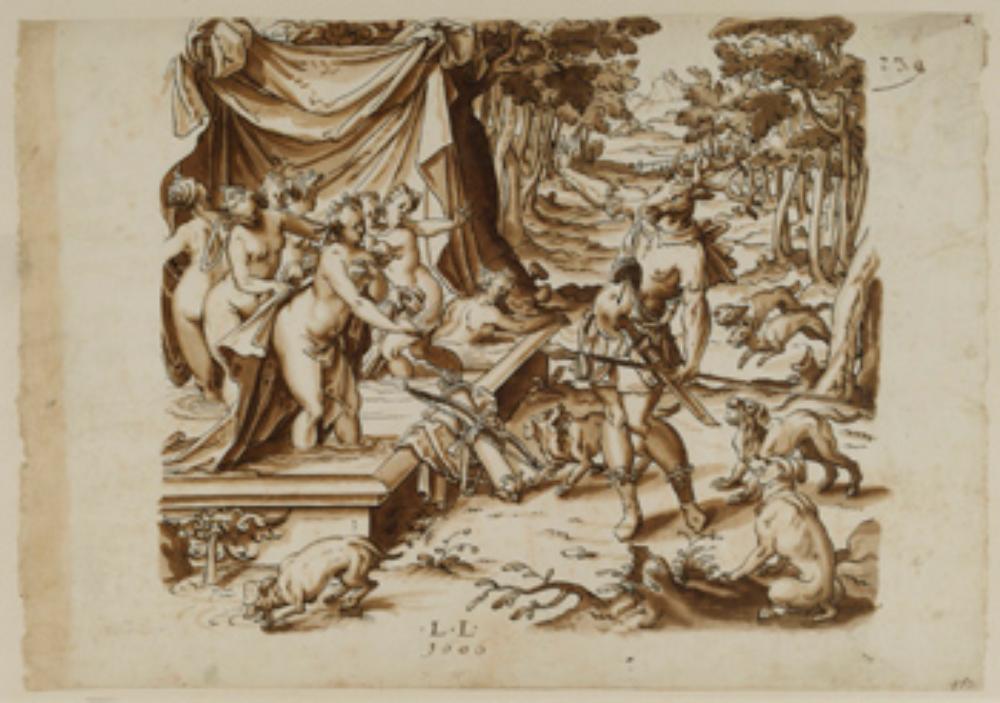 Lorenz Lingg - Entwurf für ein Mittelbild mit Diana und Aktäon