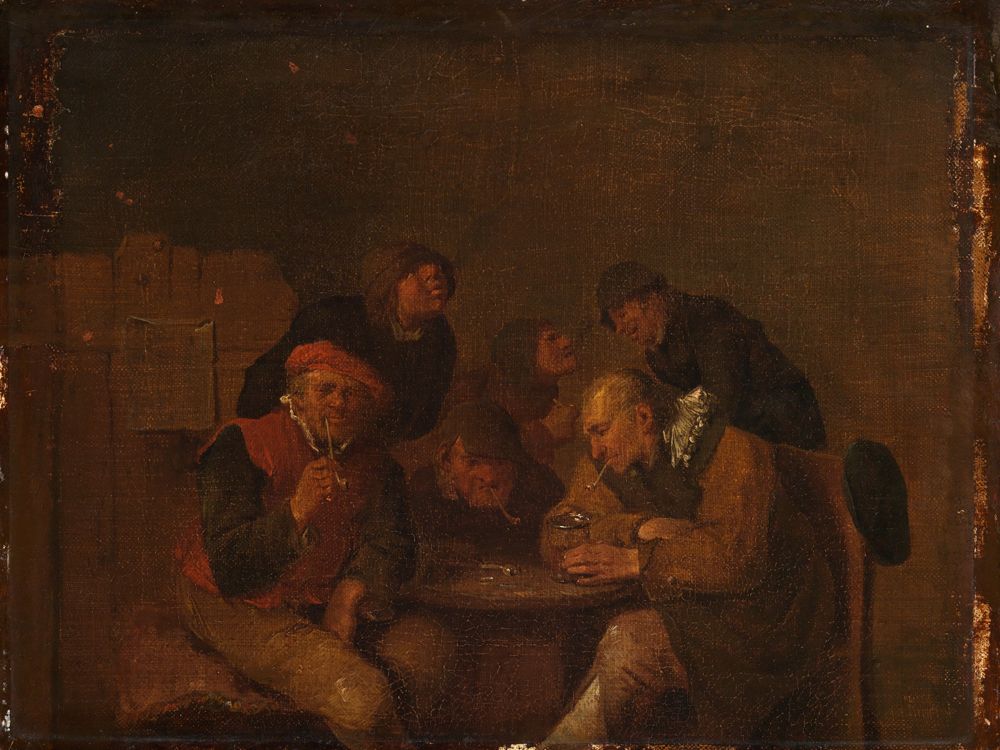 Egbert van Heemskerck (1634) - Sechs zechende und rauchende Männer in einer Stube