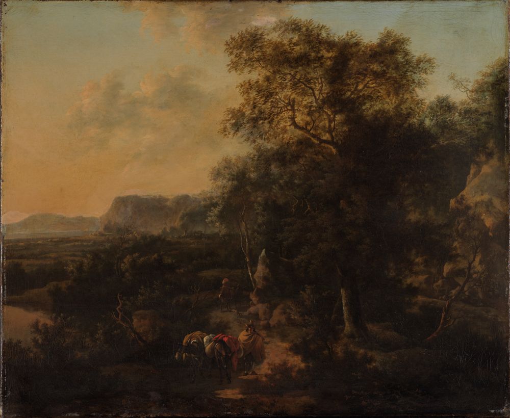 Holländischer Meister - Südliche Landschaft mit Maultiertreiber (in der Art von Jan Both)