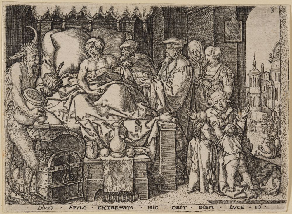 Heinrich Aldegrever - Der Tod des Reichen (Der reiche Mann und der arme Lazarus)