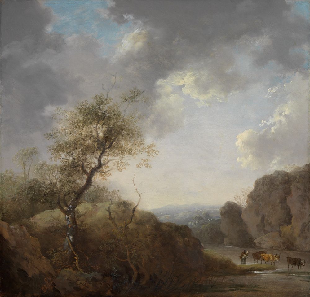 Johann Christian Brand - Hügellandschaft mit Flußlauf und Herde