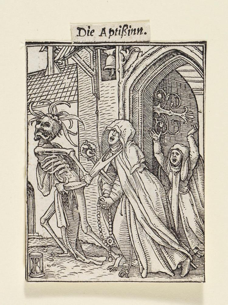 Hans Holbein (1497) - Die Äbtissin (Totentanz)