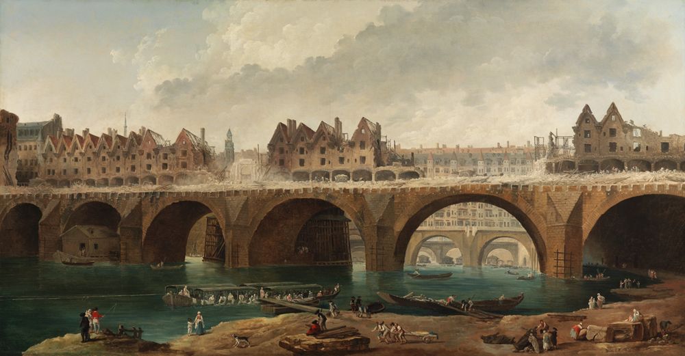 Hubert Robert - Der Abbruch der Häuser auf der Notre-Dame-Brücke in Paris