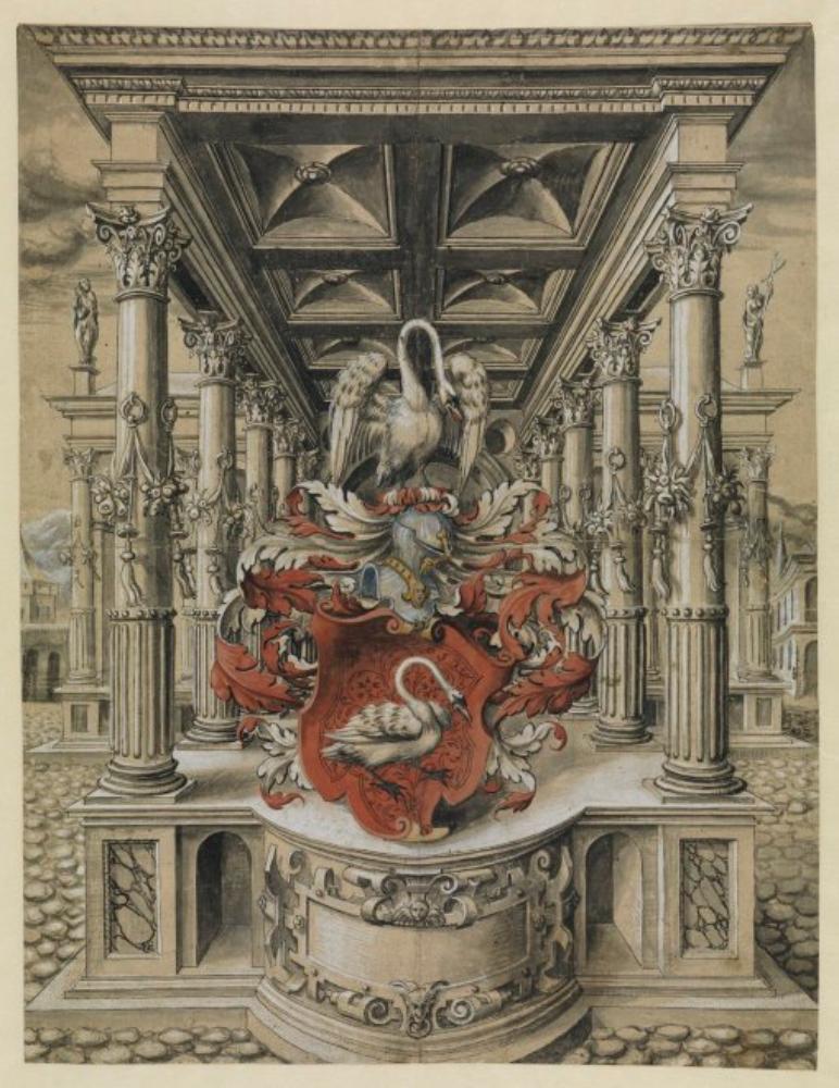 Jan Jorisz. - Riss mit Wappen David Joris