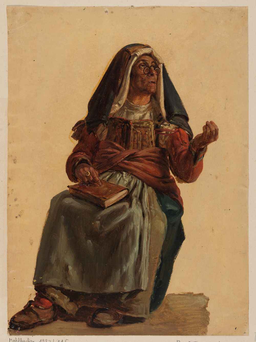 Johann Baptist Kirner - Sitzende alte Italienerin mit einem Buch im Schoß