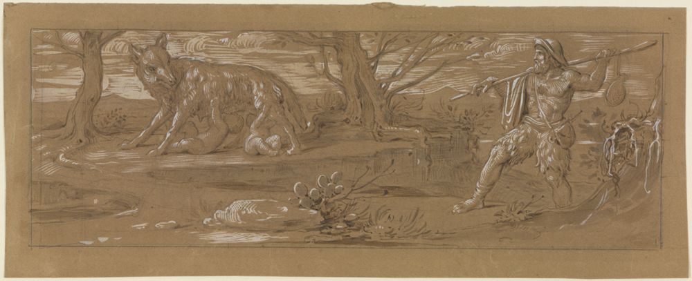 Moritz von Schwind - Die Wölfin mit Romulus und Remus