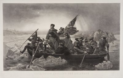 Paul Girardet (1821) - Washington setzt über dem Treibeis führenden Delaware
