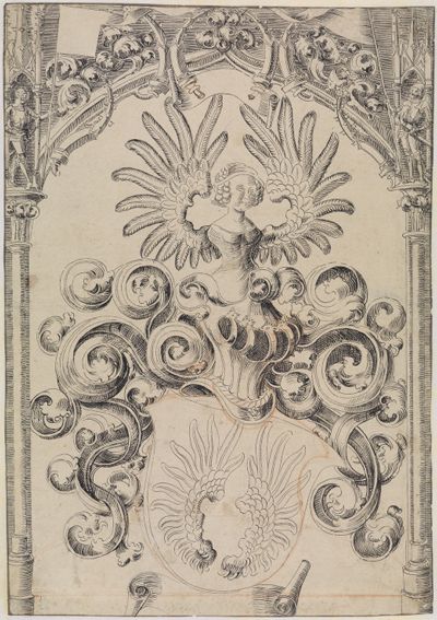Anonym (16. Jh. D) - Riss mit Wappen Hallwyl