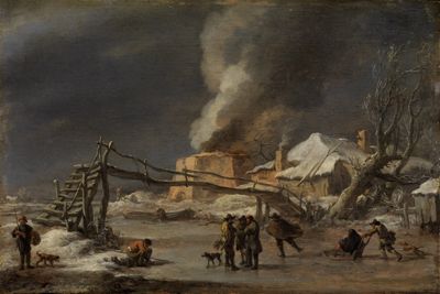 Nicolaes Berchem - Winterlandschaft mit Kalkofen