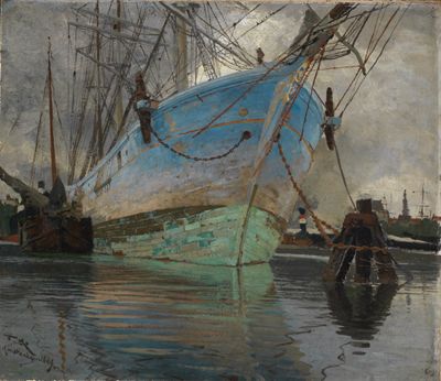 Friedrich Kallmorgen - Schiffe im Amsterdamer Hafen